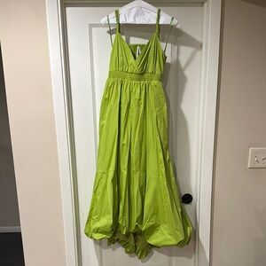 green emerald velvet dress Farm Rio Anthropologie Puff Sleeve Mini Dress Lime Small – Finds For You